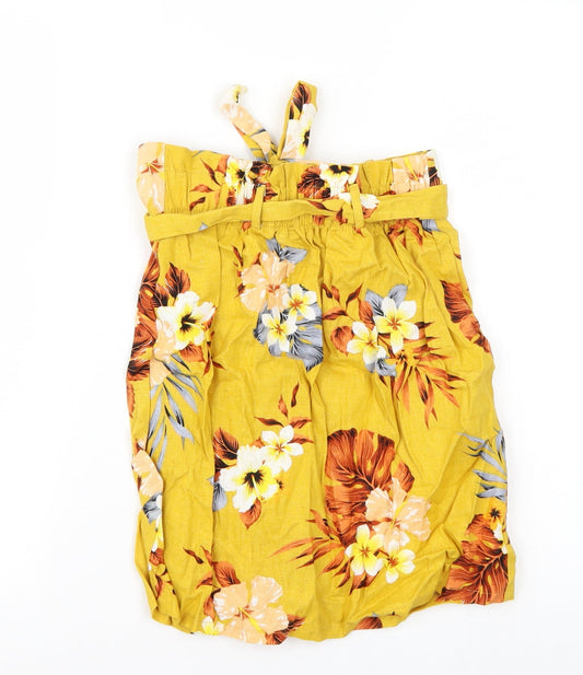 Newlook Womens Yellow Floral A-Line Skirt Size 6