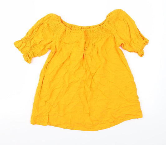 Peacocks Womens Yellow Basic T-Shirt Size 8