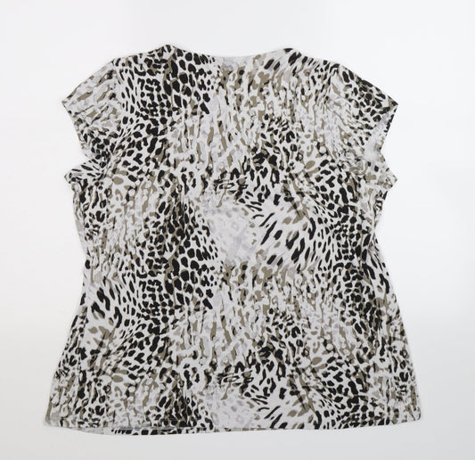 Preworn Womens Multicoloured Animal Print Basic T-Shirt Size 16