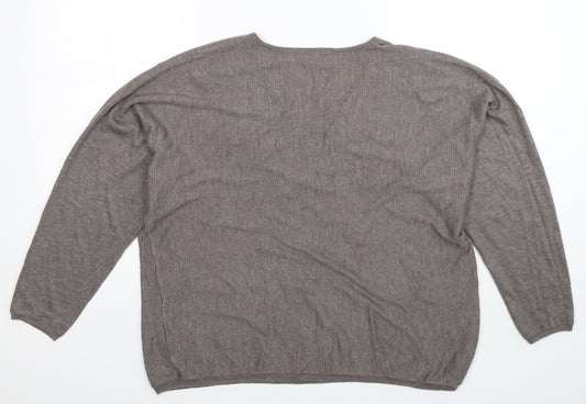 Version Feminin Womens Grey Knit Pullover Jumper Size 2XL