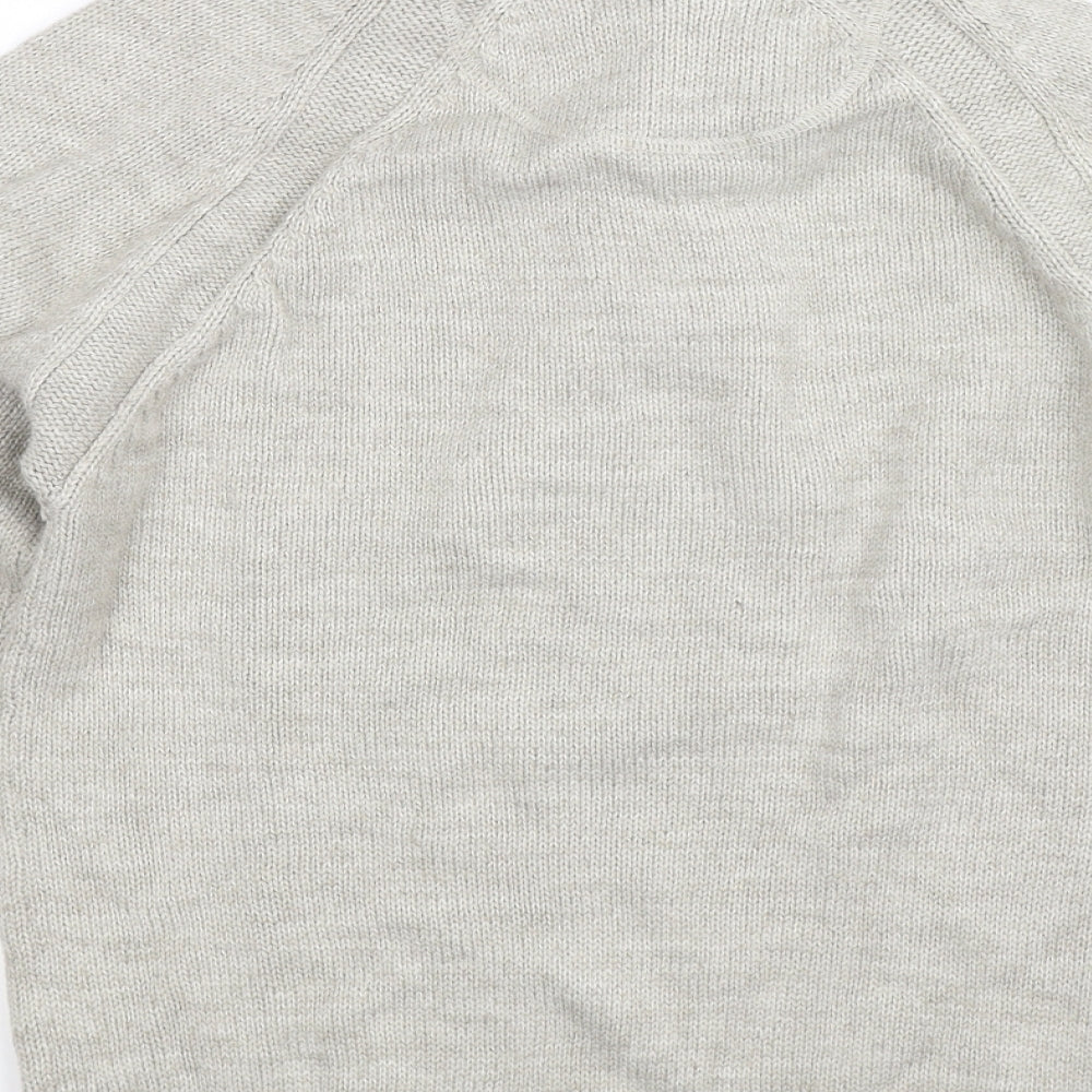 Brand and care label for Industrialize men’s grey knit jumper, size S
