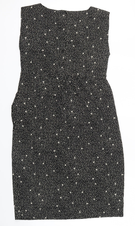 Preworn Womens Black Polka Dot Shirt Dress Size 12