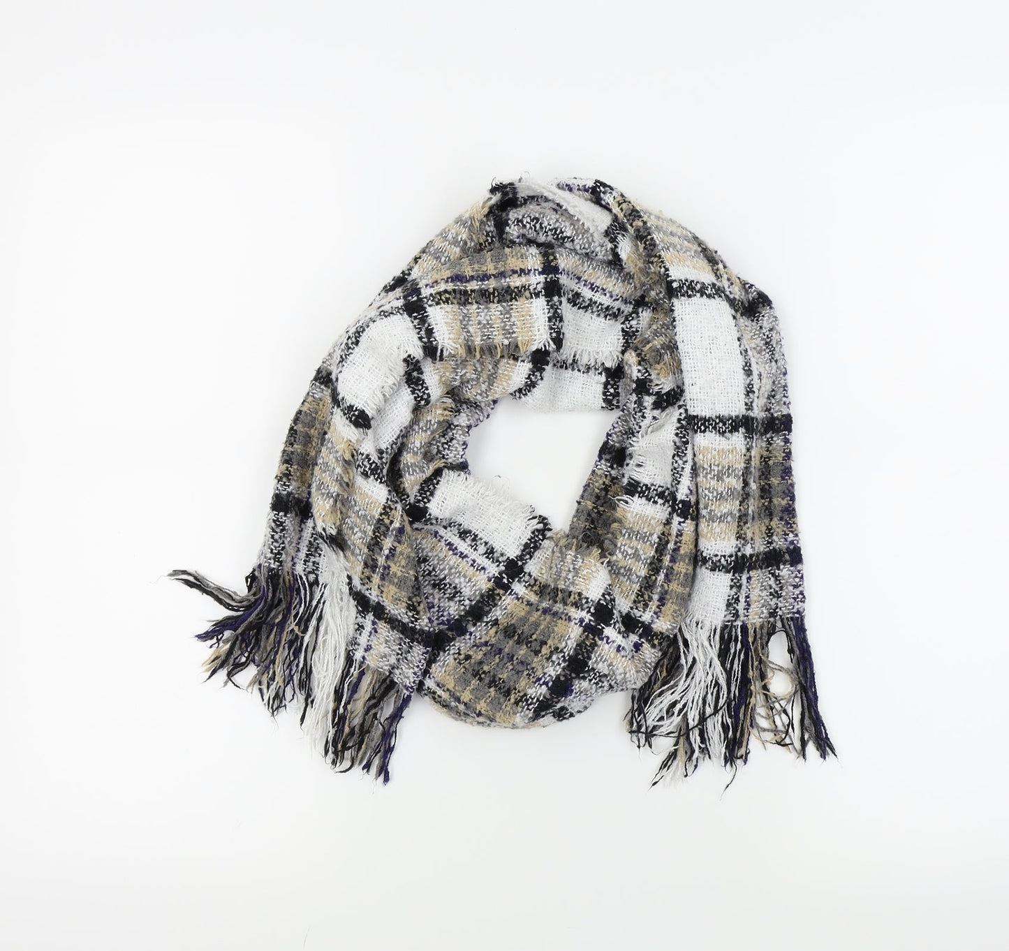 Preworn Womens White Check Scarf