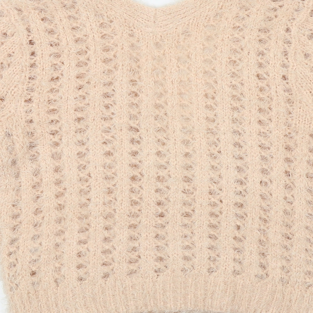 Brand and care label for Anthology women’s pink cardigan jumper, size UK 12, - open front
