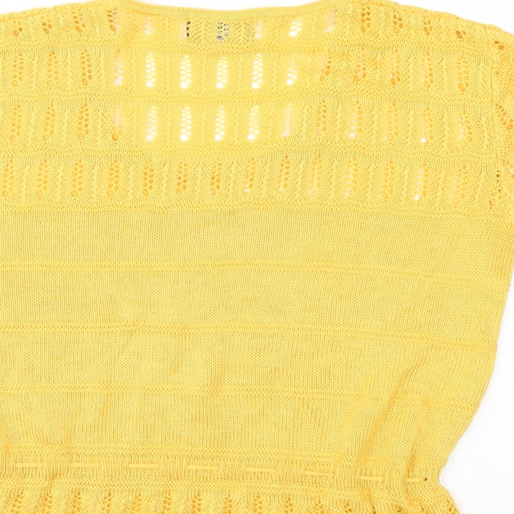 Escorpion Womens Yellow Striped Basic Blouse Size 16