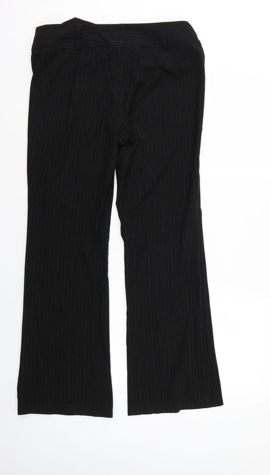 Marks and Spencer Womens Black Striped Trousers Size 14 L28 in