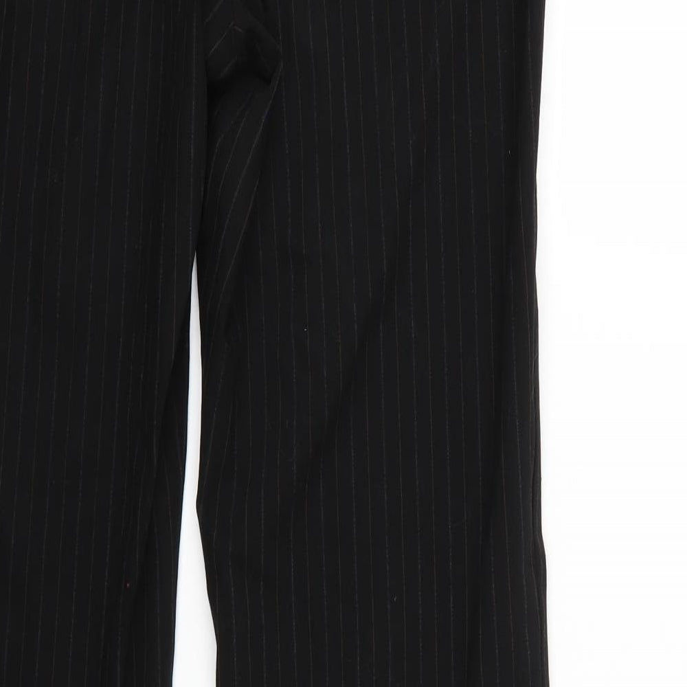 Marks and Spencer Womens Black Striped Trousers Size 14 L28 in