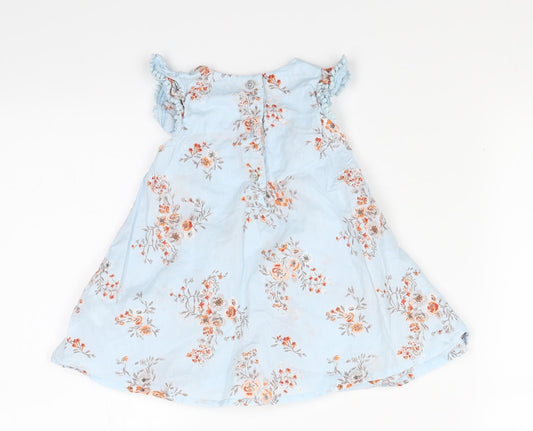 NEXT Girls Blue Floral A-Line Size 3-6 Months - pleated front