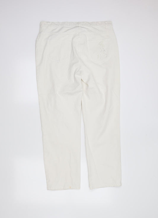 Preworn Womens Ivory Straight Jeans Size 18 L28 in