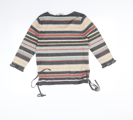 Cream Womens Multicoloured Striped Pullover Jumper Size M