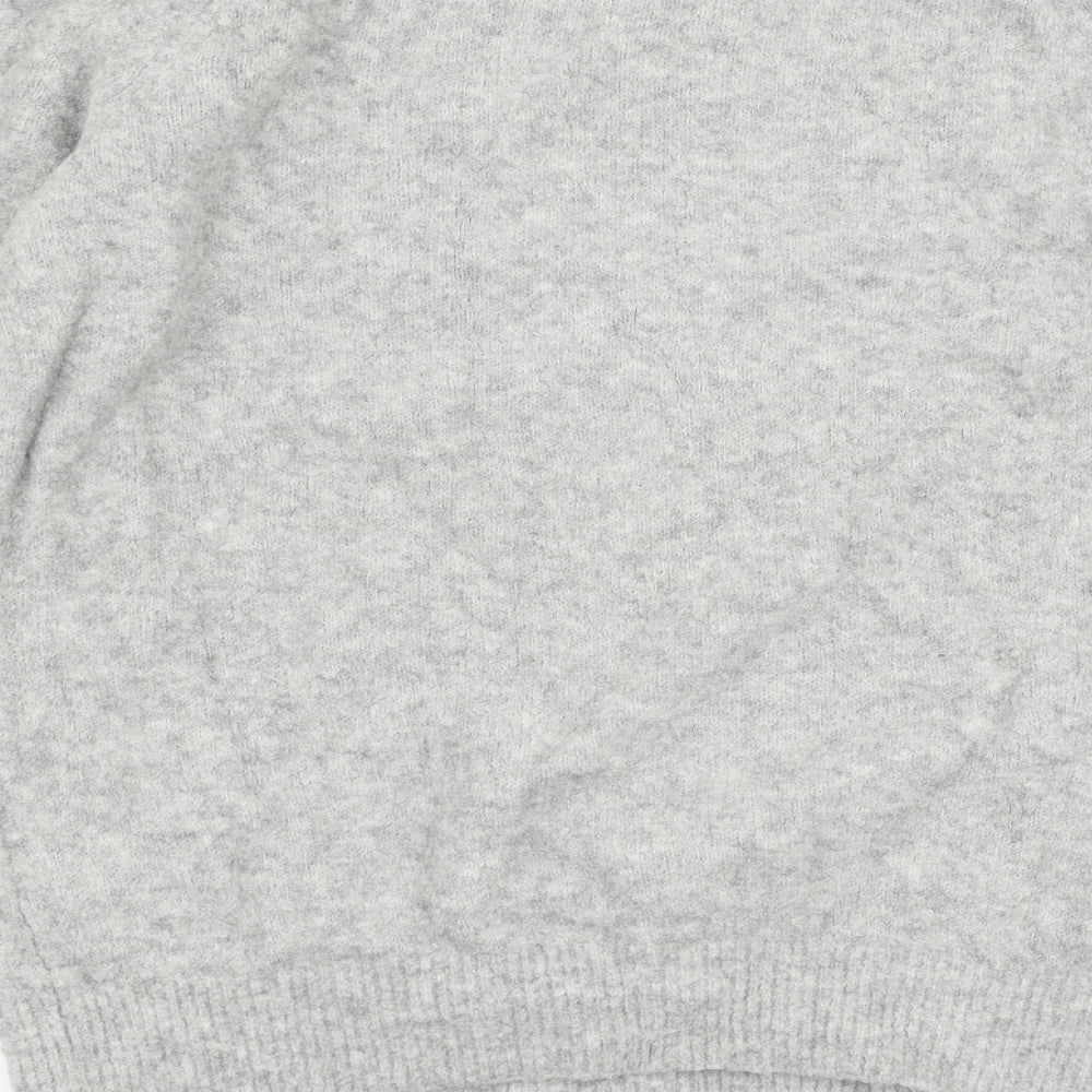 Brand and care label for H&M women’s grey jumper, size S