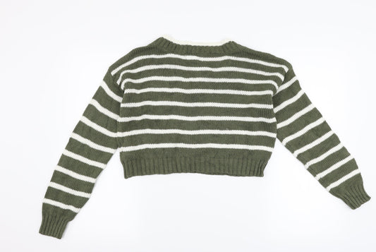 American Eagle Outfitters Womens Green Striped Pullover Jumper Size XS