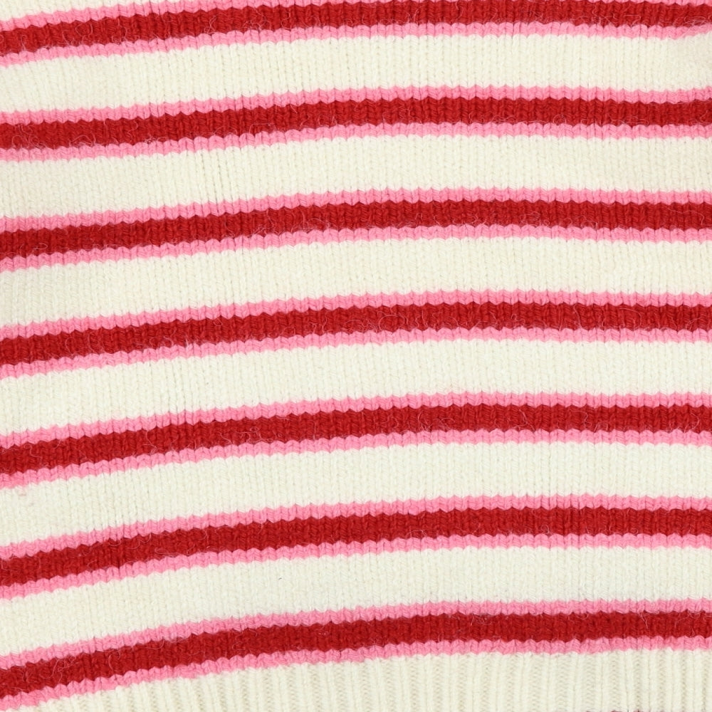 New Look Womens Ivory Striped Pullover Jumper Size S - graphic