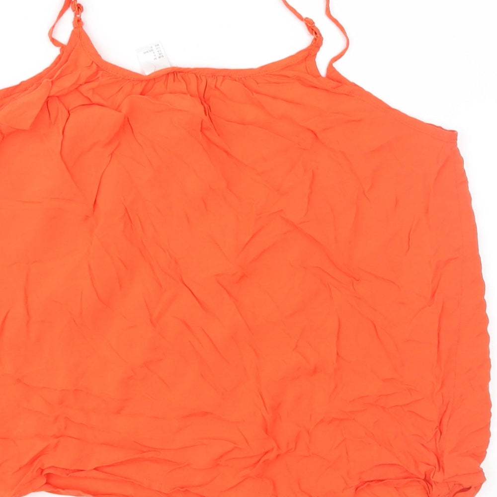 Brand and care label for Divided women’s orange camisole blouse, size UK 8