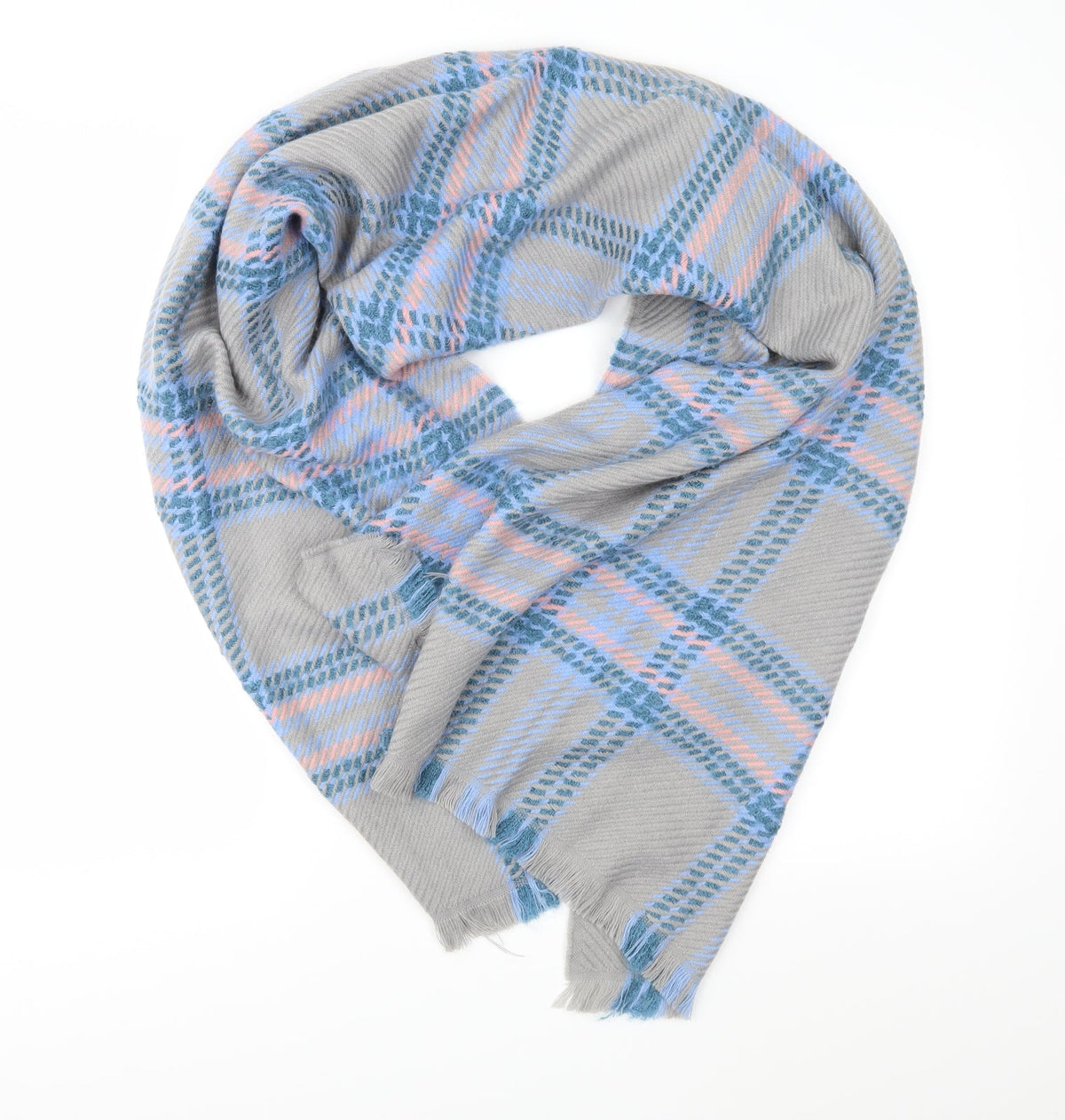 Additional front view of Prew women’s grey check shawl/wrap