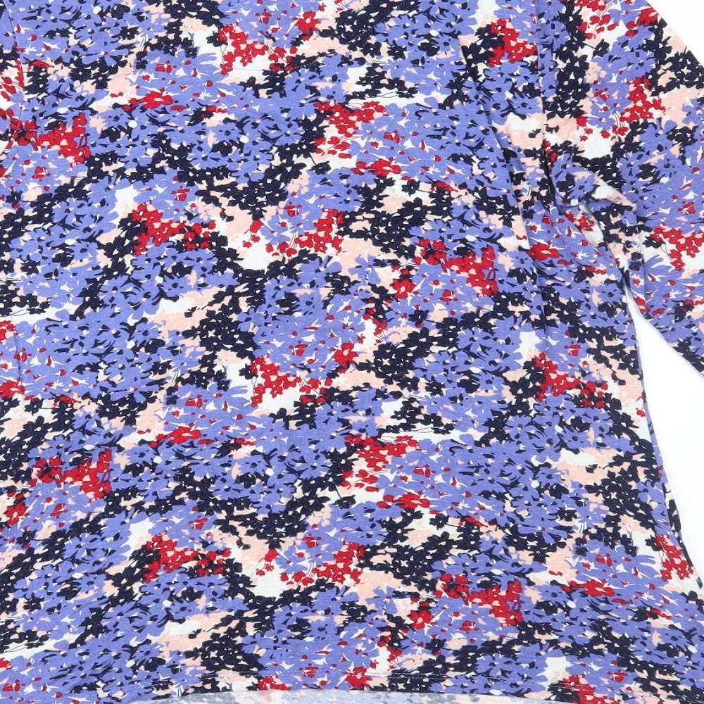Papaya Womens Blue Floral Jersey Basic Blouse Size 14