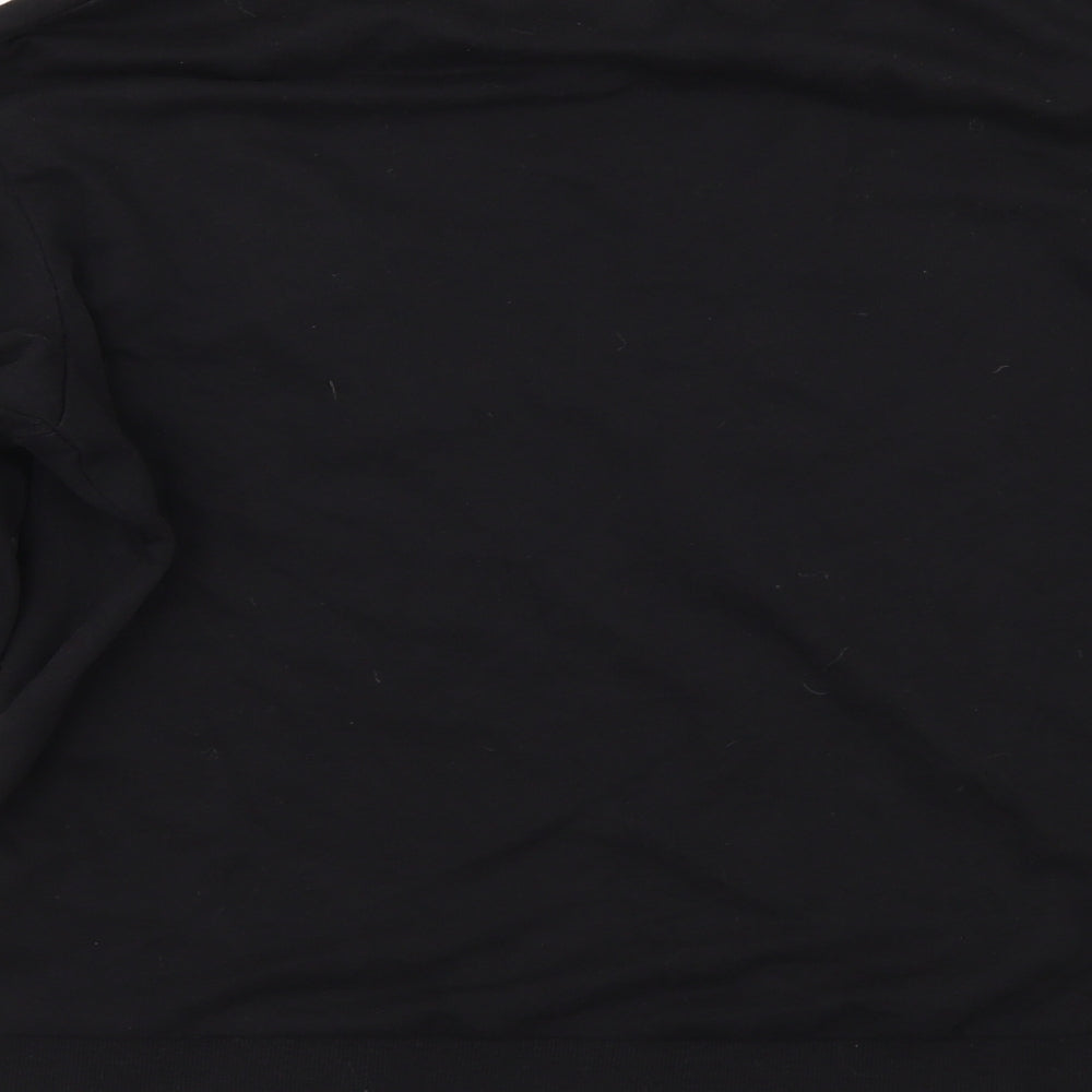 Brand and care label for Divided by H&M women’s black pullover sweatshirt, size S