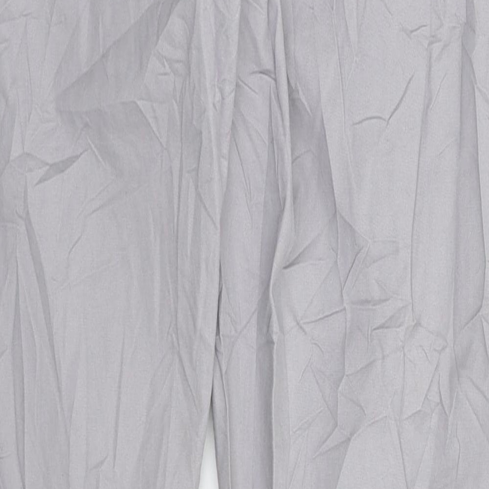 Brand and care label for RESERVED women’s grey trousers, size UK 32, in, 32-inch leg