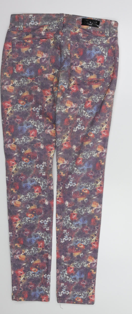 lon Womens Multicoloured Floral Skinny Jeans Size 28 L31 in