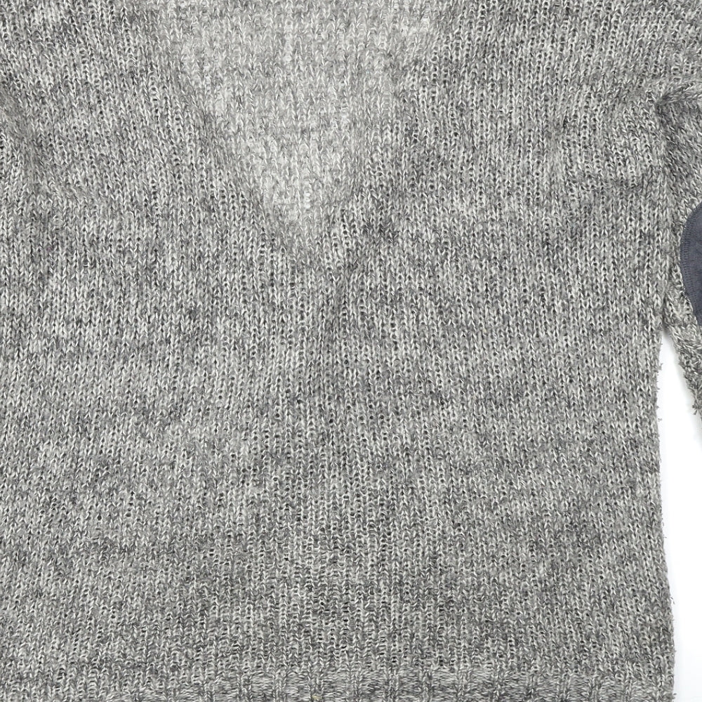 Brand and care label for Divided women’s grey knit cardigan jumper, size UK 12