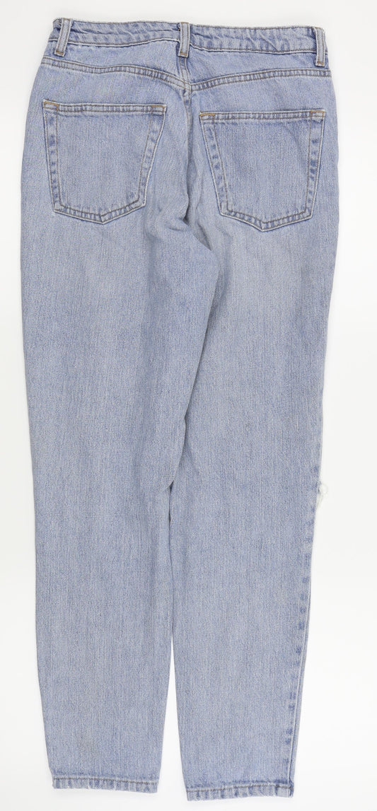 Topshop Womens Blue Straight Jeans Size 28 in L31 in - ripped jeans