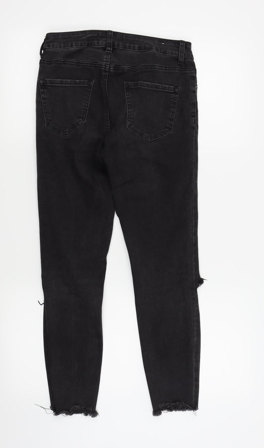 New Look Womens Black Floral Skinny Jeans Size 10 L24 in