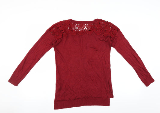 hippie rose Womens Red Pullover Jumper Size 6 - Embroidered detail