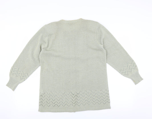 Affections Womens Green Cardigan Jumper Size M - Floral embroidery