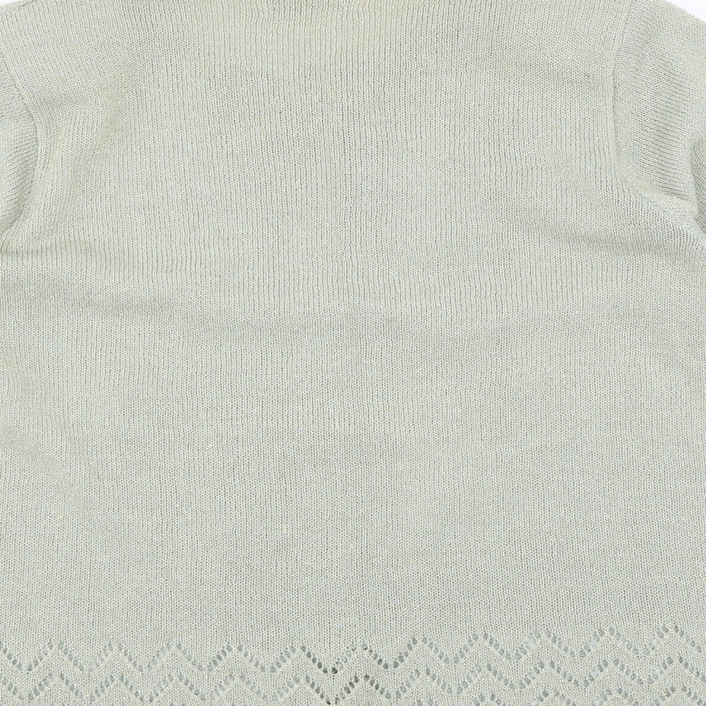 Brand and care label for Affections women’s green cardigan jumper, size M, - floral embroidery
