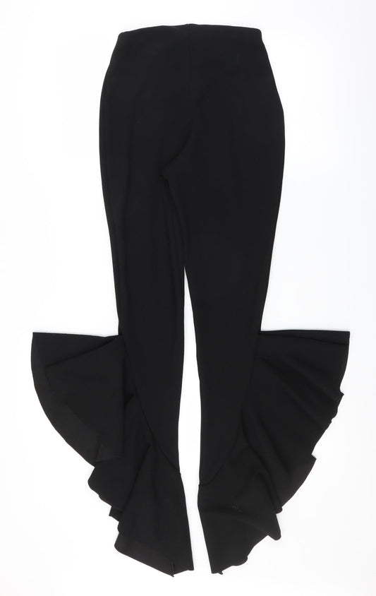 Missguided Womens Black Trousers Size 8 L33 in - Ruffle Hem