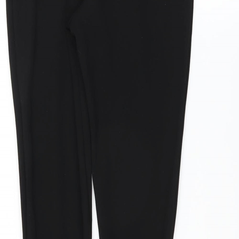 Brand and care label for Missguided women’s black trousers, size UK 8, 33-inch leg - ruffle hem