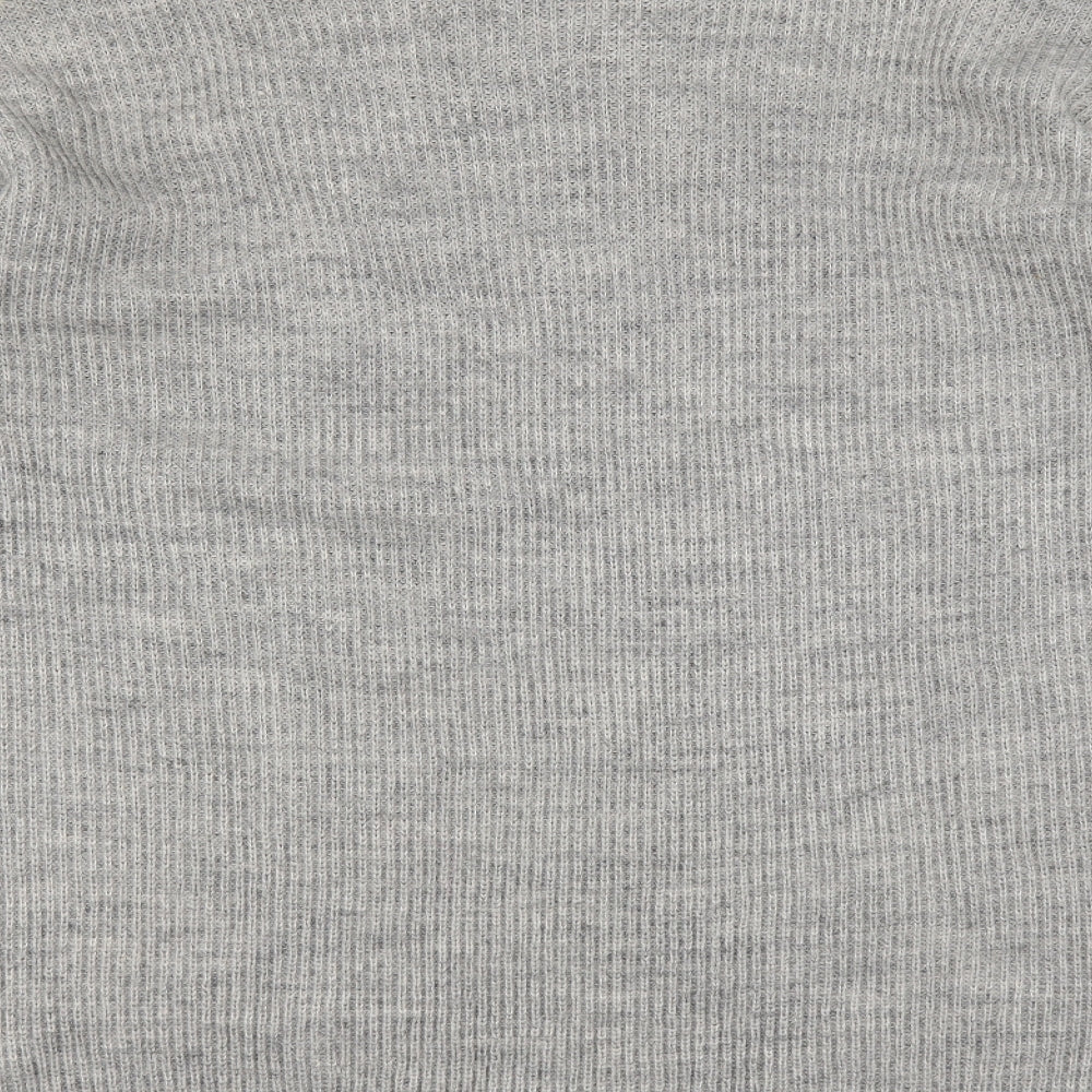 Brand and care label for Noisy May women’s grey cardigan jumper, size L