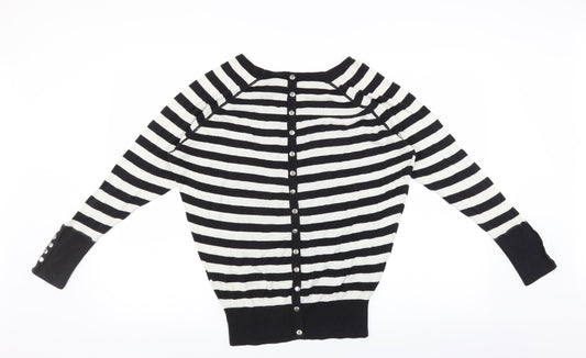 Hoxton Chic Womens Black Striped Pullover Jumper Size M - button back