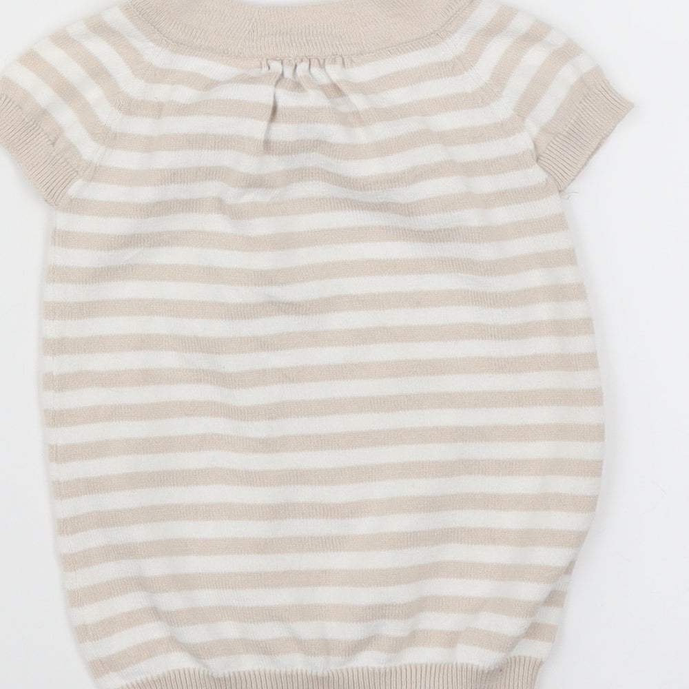 the little white company Girls Beige Striped Pullover Jumper Size 3-6 Months