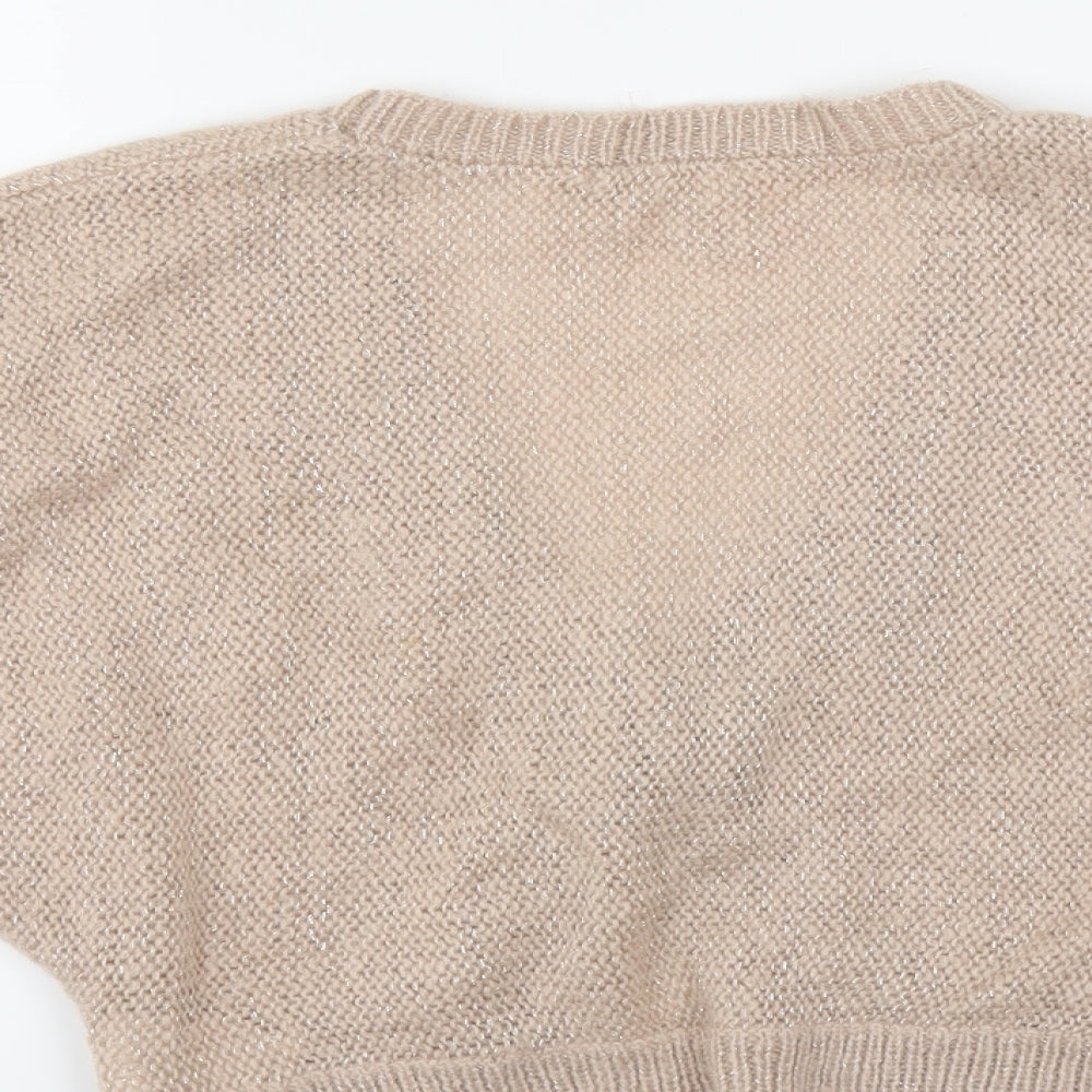 Brand and care label for H&M women’s pink cardigan jumper, size M, - shrug