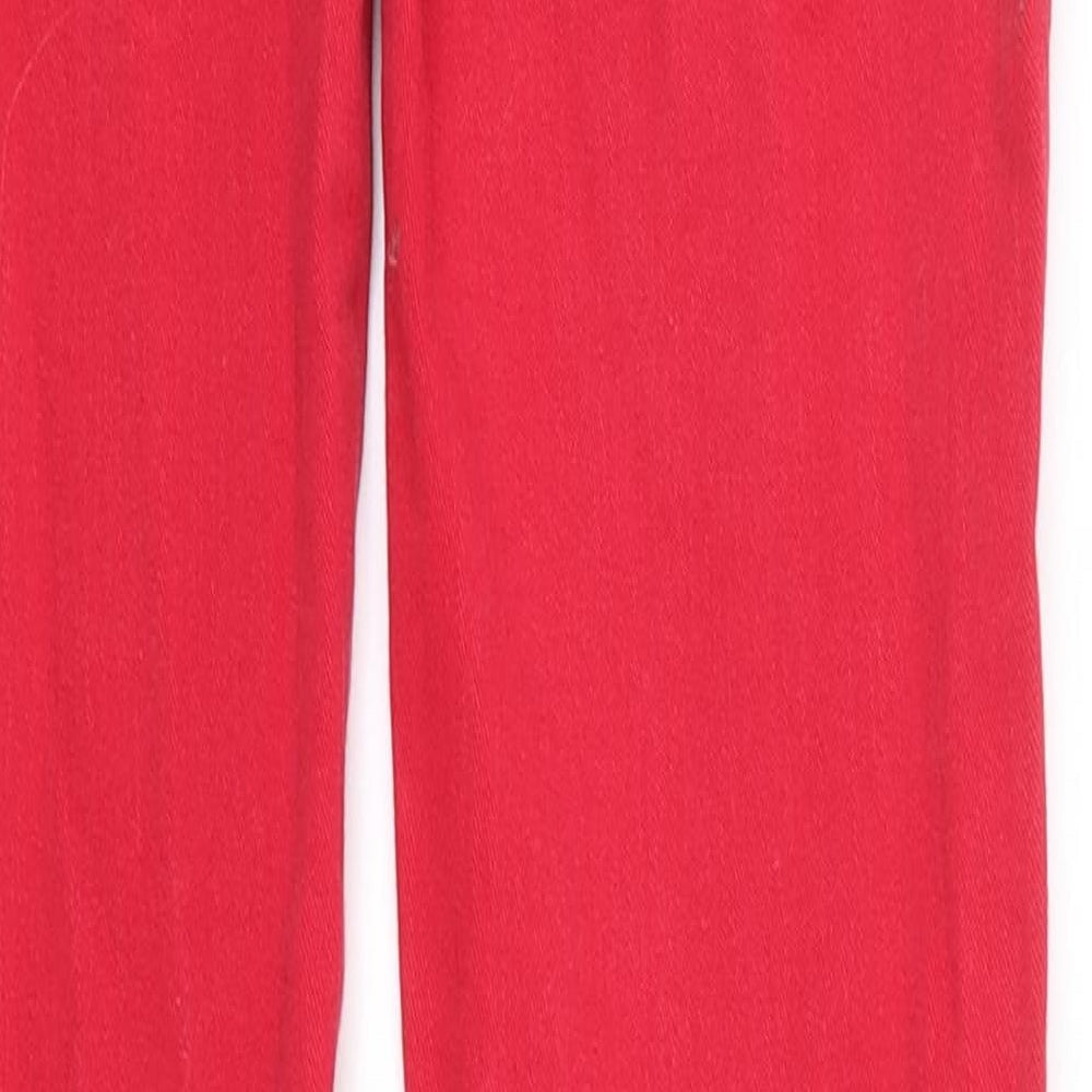 Brand and care label for LBT women’s red skinny jeans, size UK 24, 30-inch leg