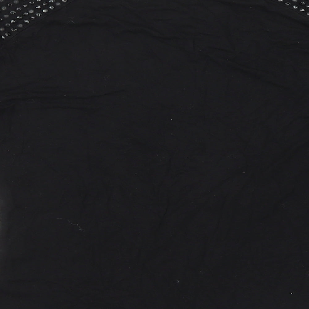 Brand and care label for Marks & Spencer girls’ black basic polo, size 8, years - studded shoulder