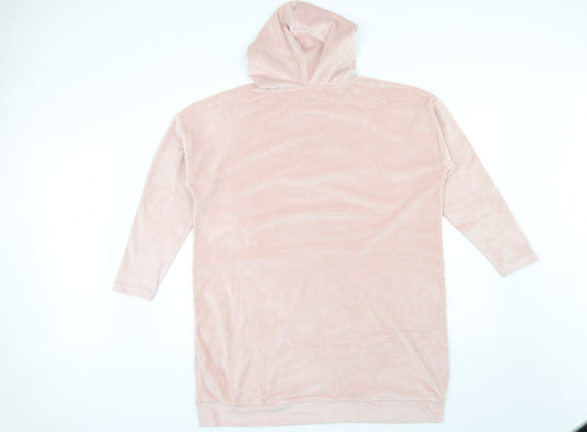 CALM WELLBEING Womens Pink Pullover Jumper Size M - Embroidered Hello Weekend