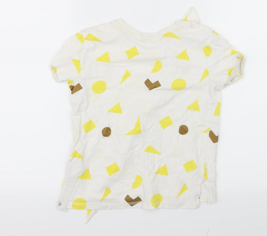 H&M Girls Yellow Geometric Basic T-Shirt Size 7-8 Years