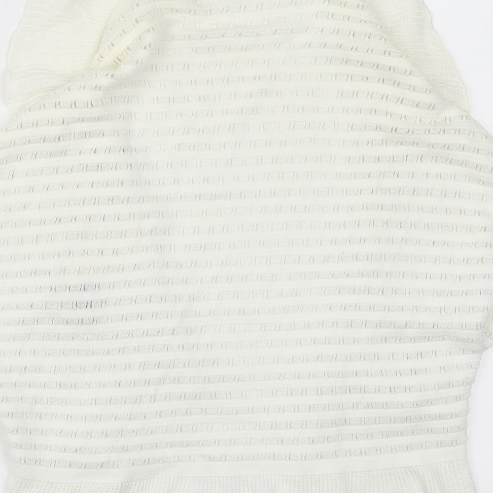 Brand and care label for Per Una women’s white cardigan jumper, size M