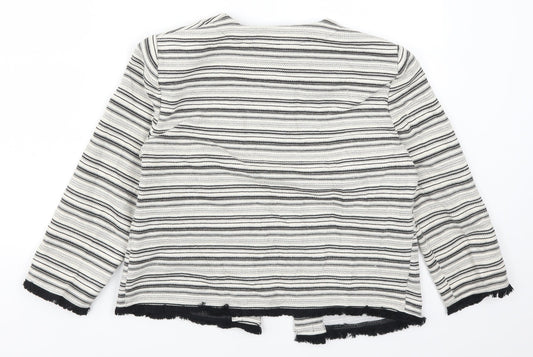 Marks and Spencer Womens Grey Striped Cardigan Jumper Size 12