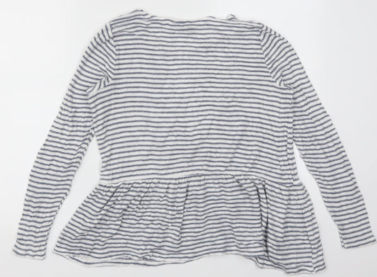 New Look Womens Blue Striped Basic T-Shirt Size 6