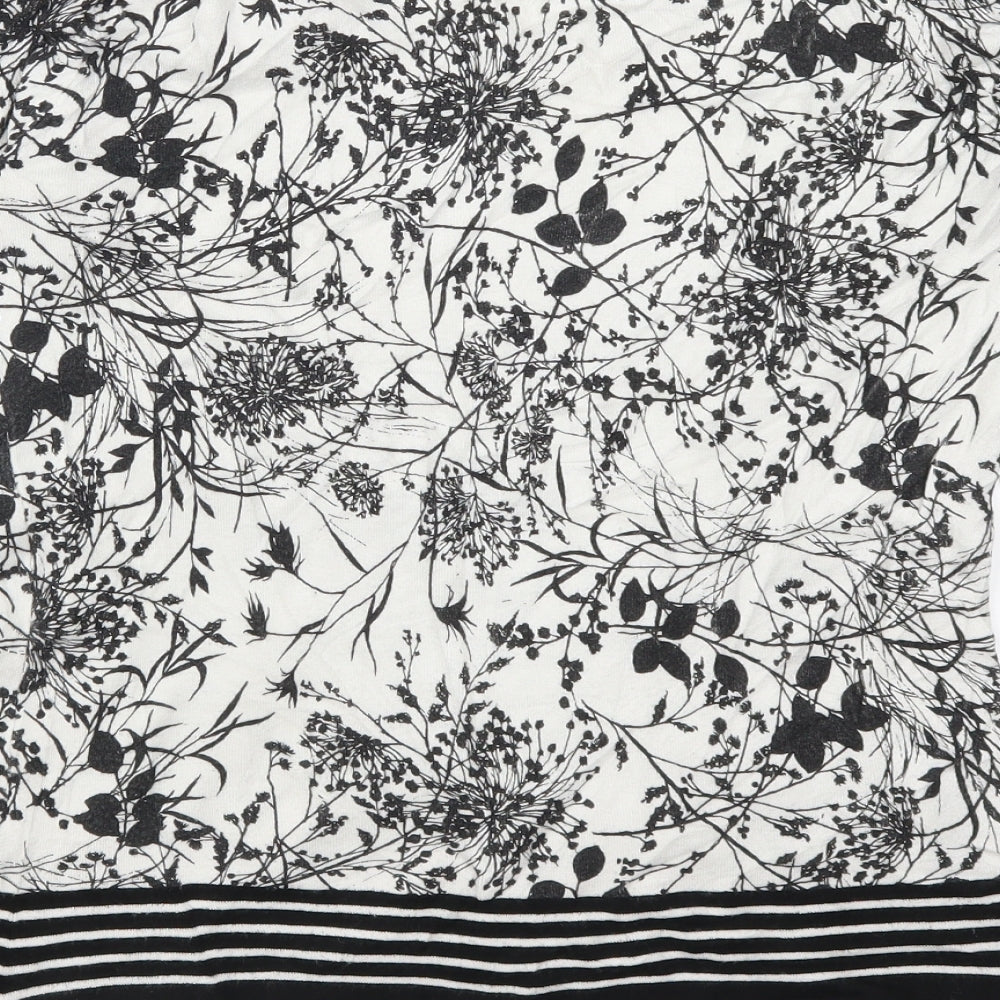 Brand and care label for Statement women’s black floral jumper, size UK 12, - black and white