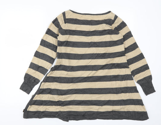 Marks and Spencer Womens Beige Striped Pullover Jumper Size 8