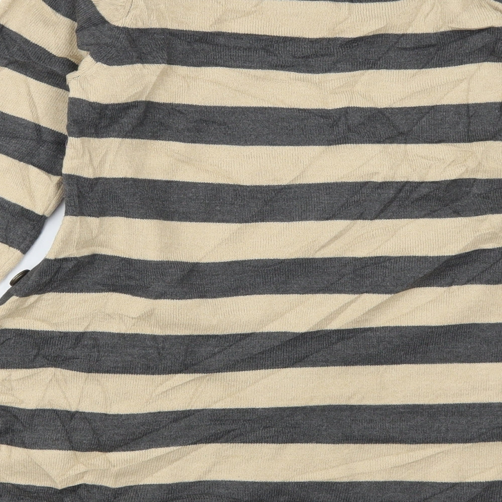 Marks and Spencer Womens Beige Striped Pullover Jumper Size 8