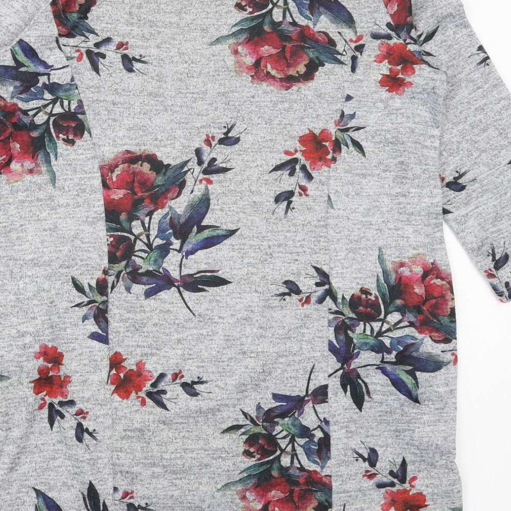 Brand and care label for Bonmarché women’s grey floral jumper, size UK 12