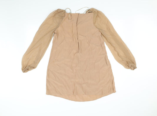 Topshop Womens Beige A-Line Size 10