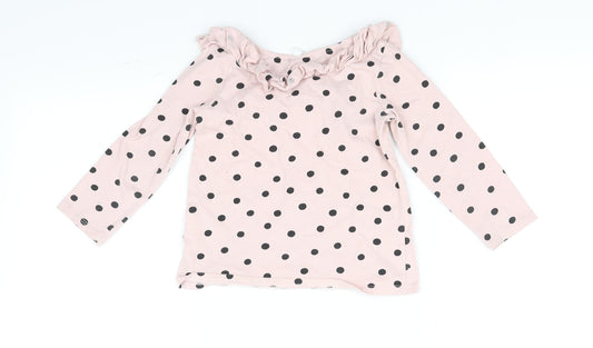 H&M Girls Pink Polka Dot Basic T-Shirt Size 2 Years