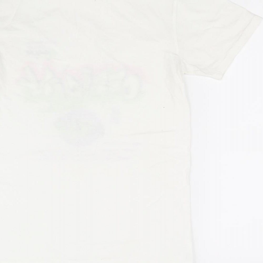 Brand and care label for Spotted girls’ white basic t-shirt, size S