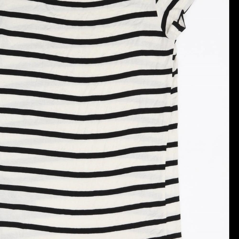 Only You Womens White Striped Basic T-Shirt Size M